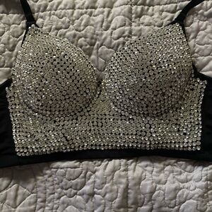 Rhinestone Bejeweled Bra Top - Small